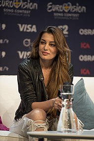 Mukuchyan during a Eurovision press conference