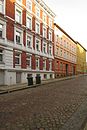 Street section with rental houses and street paving as well as courtyard development for No. 9