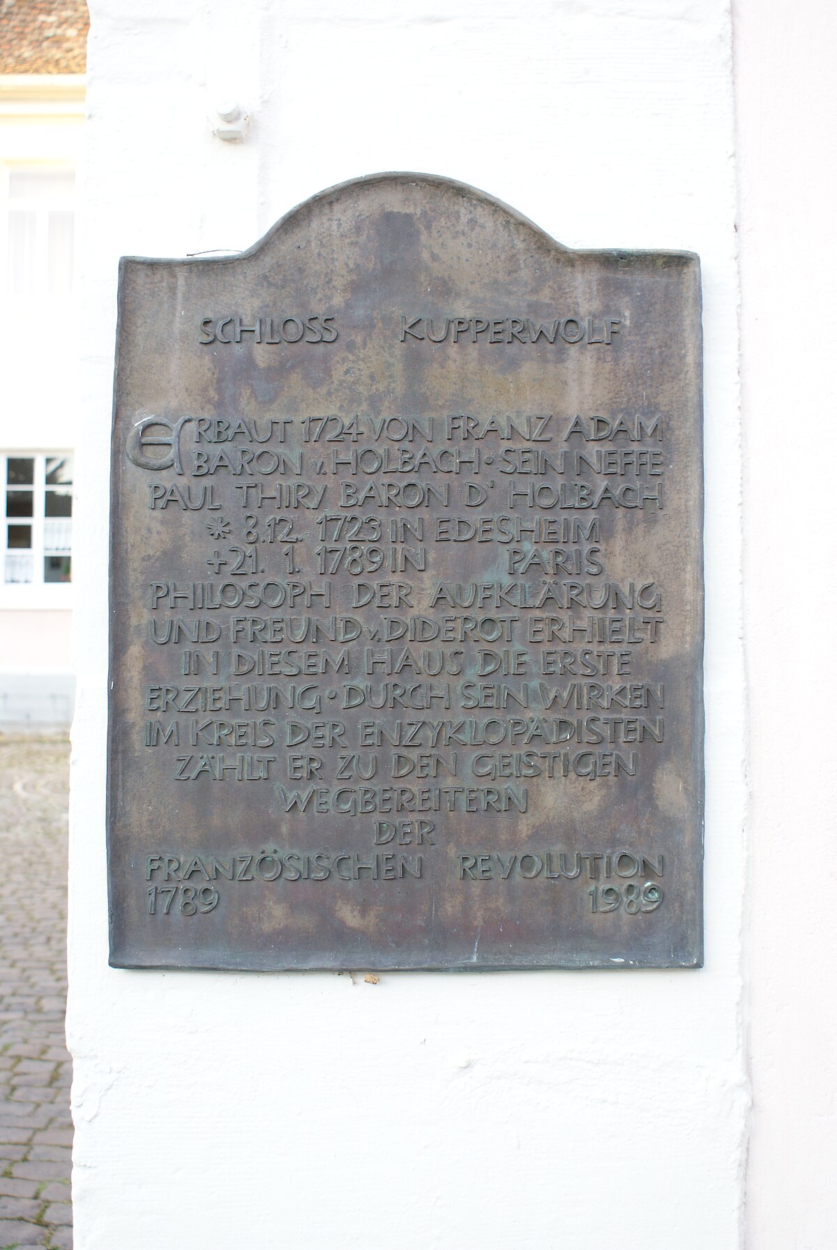 File Edesheim Paul Henri Thiry D Holbach Haus Schild Jpg Wikimedia Commons