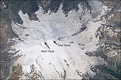 Le due cime dell'Elbrus dal satellite