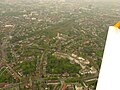 English: Aerial photograph looking north-west over Essen-Moltkeviertel; bottom left: spire of St Hubertus church Deutsch: Luftbild über Essen-Moltkeviertel nach Nordwesten; unten links Kirchturm von St. Hubertus