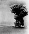 Japanese battleship Yamato blows up, following massive attacks by U.S. Navy carrier planes north of Okinawa, 7 April 1945.