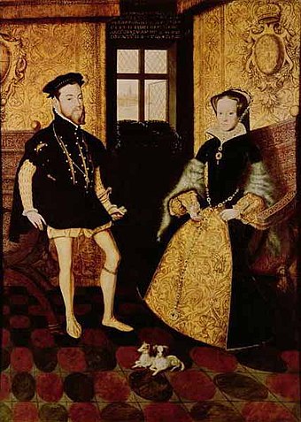Portrait of Queen Mary I and King Philip by Hans Eworth (1558)
