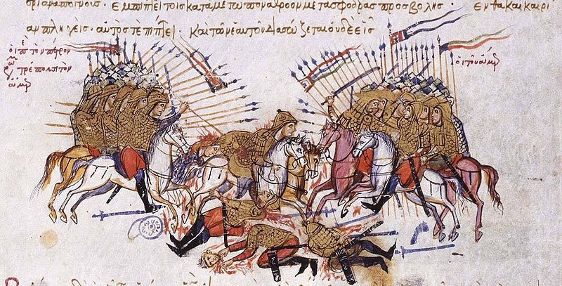 File:Fighting between Byzantines and Arabs Chronikon of Ioannis Skylitzes, end of 13th century..jpg