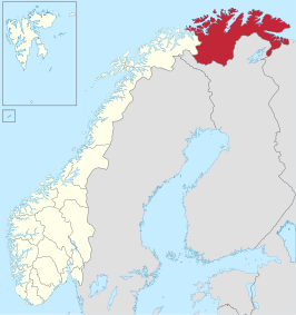 Kaart van Finnmark fylke Finnmárkku fylkka