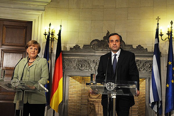 Samaras with Angela Merkel in Athens