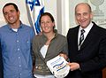 Flickr - Government Press Office (GPO) - P.M. Olmert with Shahar Peer and Udi Gal.jpg
