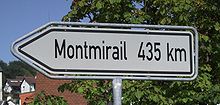 Signpost in Wald-Michelbach pointing the way to Montmirail