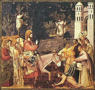 Улазак Исуса Христа у Јерусалим. Ђото ди Бондоне, фреска 14. век. Падова