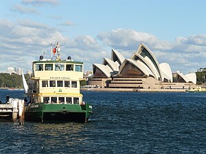 Sydney ferry Golden Grove at Milsons Point wharf.