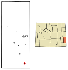 Posizione di La Grange nella contea di Goshen, Wyoming.