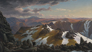 Eugene von Guérard. North-east View from the Northern Top of Mount Kosciusko (1863, National Gallery of Australia)