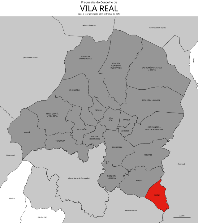 Localização no município de Vila Real