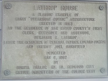 HMDB Lathrop House 1982 plaque.jpg