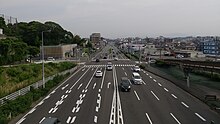 Hakata Bypass view south from Matsuzaki Pedestrian Bridge Matsuzaki-2-chōme Higashi-ku Fukuoka City 20230620.jpg