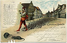 Lithografie von 1902: „Gruss aus Hameln“