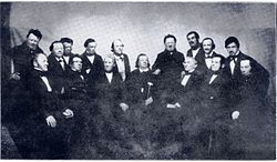 Карл фон Геминген (третият седящ от ляво) 1855 в Гресле-общество