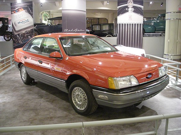 The 1986 Taurus LX used by Motor Trend for their 1986 Car of the Year testing on display at the Henry Ford Museum's Showroom of Automotive History exh