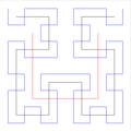 Hilbert-Curve, orders 1 to 3