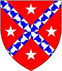 Arms of Hill of Hill's Court, Exeter: Gules, a saltire vair between four mullets argent These are similar to the arms as Hill of Houndstone, Somerset, one of whom was Margaret Hill, first wife of Sir Hugh Luttrell (d.1521) of Dunster Castle Hill OfHillsCourt Exeter Arms.png