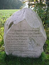 Gedenksteen Hilligenböke (waar Lebuïnus bescherming zou hebben gekregen) in stadsdeel Schwarzenmoor
