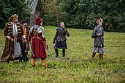 English: Historical reenactment (reconstruction). Belarusian state museum of folk architecture and life, Minsk district, Belarus Беларуская: Гістарычная рэканструкцыя. Беларускі дзяржаўны музей народнай архітэктуры і побыту, Мінскі раён, Беларусь Русский: Историческая реконструкция. Белорусский государственный музей народной архитектуры и быта, Минский район, Беларусь