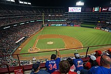 Texan baseball fans attending a game between the state's two MLB teams (Texas Rangers and Houston Astros) at Globe Life Field in Arlington Houston Astros vs. Texas Rangers July 2019 19.jpg