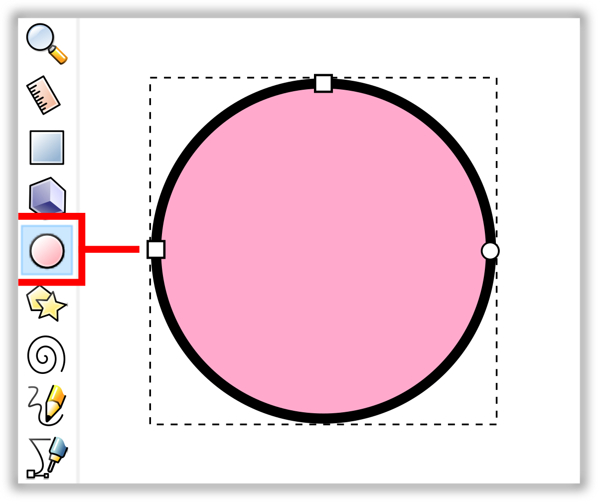 Как сделать кружочек больше минуты. Окружность Inkscape. Эллипс в инскейп. Инструмент рисования эллипс в Inkscape. Круг контур.