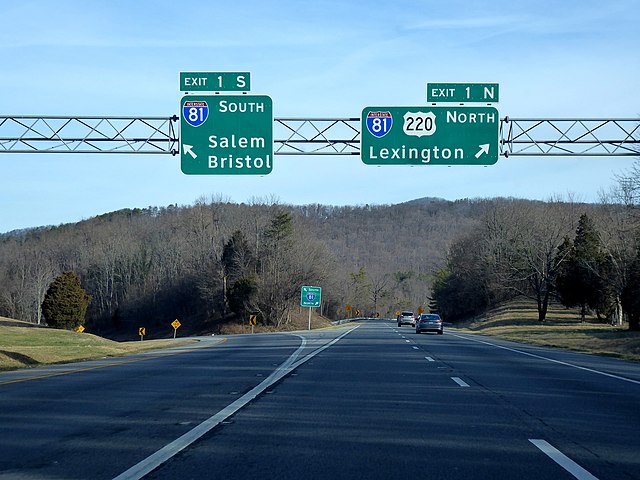 Northern terminus of I-581 at I-81 in Roanoke County