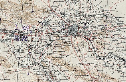 Carte d'Ispahan et de sa région en 1942.