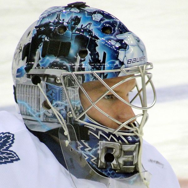 James Reimer wearing a goaltender mask