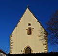 * Nomination The church of Gemmrigheim, Baden-Württemberg. -- Felix Koenig 19:03, 20 January 2011 (UTC) * Decline noisy sky, bad bottom crop --Carschten 16:51, 21 January 2011 (UTC)