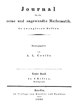 Journal für die reine und angewandte Mathematik 1826 Titel.jpg
