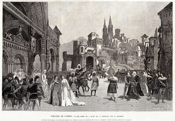 Act 2, tableau 4: The Envoy of Boabdil of the Moors declares war with the King of Castille; set by Robecchi and Amable