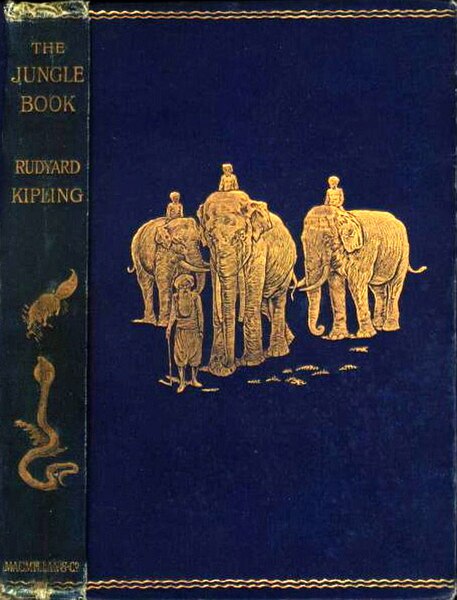 Embossed cover of first edition with artwork by John Lockwood Kipling