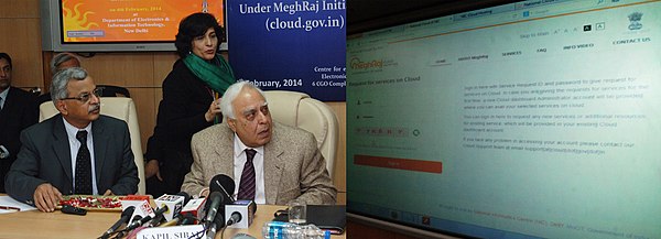 Kapil Sibal inaugurating the ‘National Cloud’ MeghRaj in February 2014