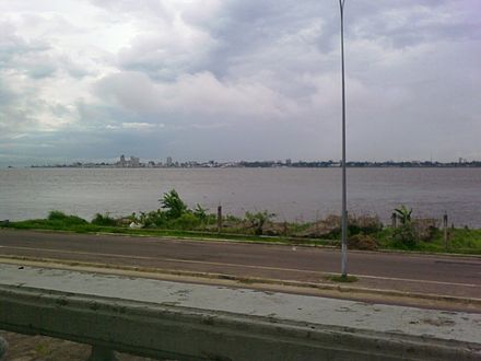 Kinshasa seen from Brazzaville. The two capitals are separated by the Congo River.
