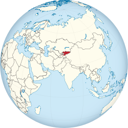 Kyrgyzstan on the globe (Eurasia centered).svg