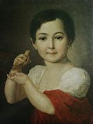 Lidia Alekseevna Gorchakova i porträttet av V. A. Tropinin