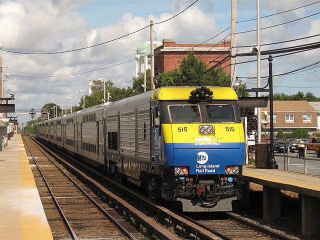 Train #8054 at Farmingdale, using diesel locomotives due to construction.