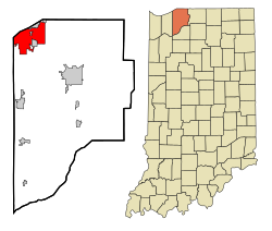 LaPorte County Indiana Incorporated and Unincorporated areas Michigan City Highlighted.svg