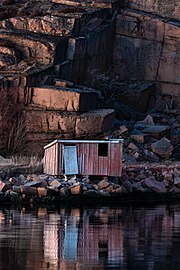 Last light of the day on shack in Govik