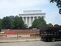 A look at the back of Lincoln Memorial under construction.