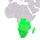 Zemljevid z označeno Južno Afriko