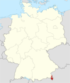 Deutschlandkarte, Position des Landkreises Berchtesgadener Land hervorgehoben