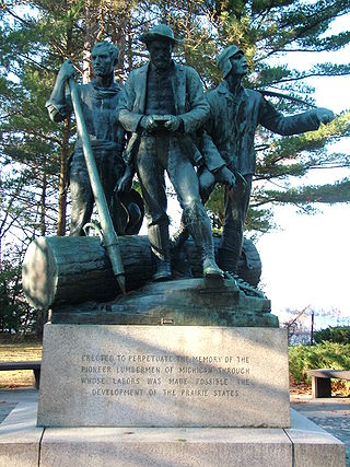 <i>Lumbermans Monument</i> Bronze statue in Michigan, US