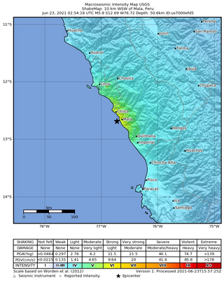 <span class="mw-page-title-main">2021 Mala earthquake</span> 6.0 magnitude earthquake in Mala, Lima, Peru