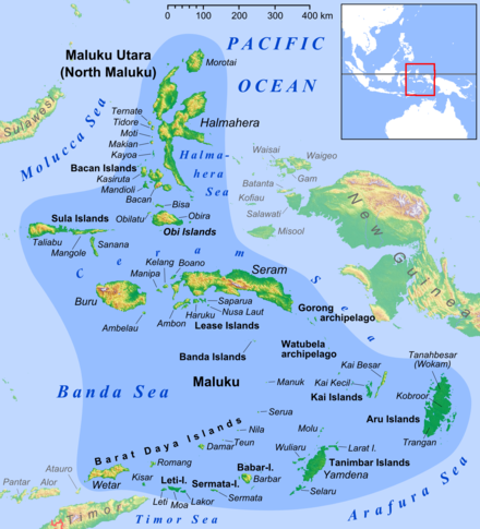 Ambon Island in the center of Maluku Islands
