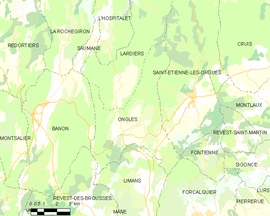 Mapa obce Ongles