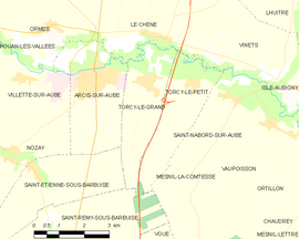 Mapa obce Torcy-le-Grand